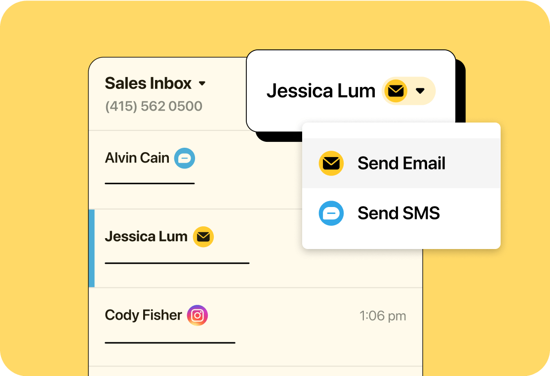Illustration showcasing Heymarket's new "Send email" feature