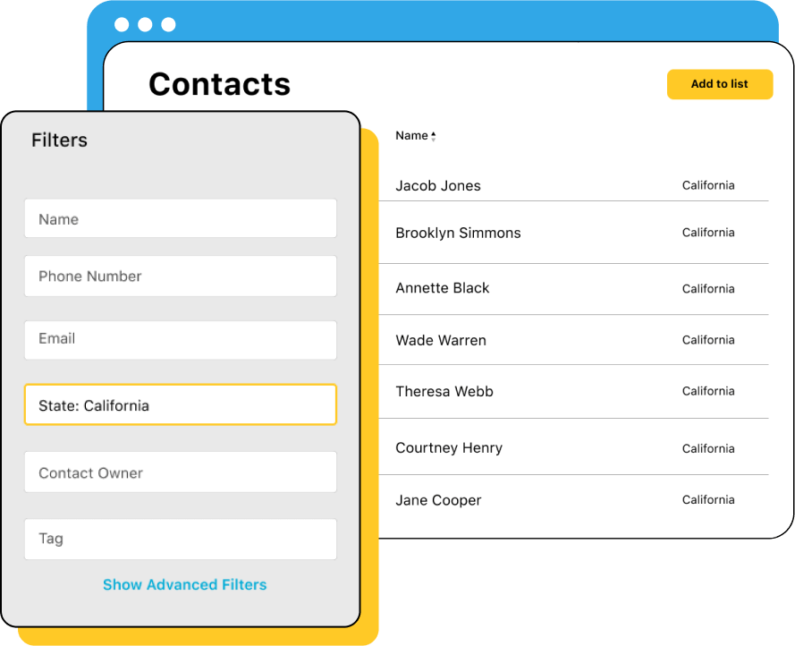 Illustration of leads with filter sidebar